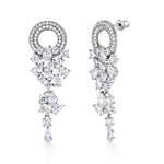 Load image into Gallery viewer, Wedding Teardrop Chandelier with Pear CZ Circle Dangle Earrings
