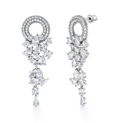 Wedding  Chandelier with Pear CZ Circle Dangle Earrings, Cz Dangle Earrings, Wedding Dangle Earrings