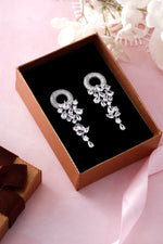 Load image into Gallery viewer, Wedding Teardrop Chandelier with Pear CZ Circle Dangle Earrings
