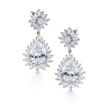 Load image into Gallery viewer, Elegant Bridal Teardrop CZ Flower Dangle Earrings, Flower Design Cz Earrings, Cz Dangle Earrings
