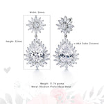 Load image into Gallery viewer, Elegant Bridal Teardrop CZ Flower Dangle Earrings, Flower Design Cz Earrings, Cz Dangle Earrings
