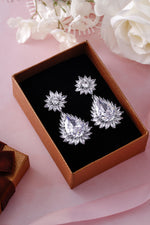 Load image into Gallery viewer, Elegant Bridal Teardrop CZ Flower Dangle Earrings, Flower Design Cz Earrings, Cz Dangle Earrings

