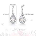Load image into Gallery viewer, Victorian Style Pearl CZ Earrings, Pearl Dangle Earrings, Cz Dangle Earrings Weddings Earrings
