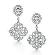 Round CZ Victorian Style Lace Filigree Vintage Dangle Earrings, Lace Filigree CZ Earrings, Wedding Cz Earrings, Dangle Earrings, Cz Drop Earrings. This earrings is perfect for any ocassion