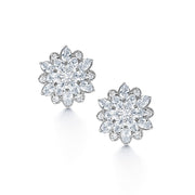Flower Bridal Studs with Oval and Round Cut Cubic Zirconia, Flower Design Studs, Cz Stud Earrings,