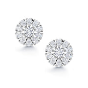 Flower Bridal Studs with Pear and Round CZ, Wedding Flower CZ Earrings, Bridal CZ Earrings- Best Earrings for Bride and Bridesmaid. Best Gift for for Bridal, Wedding, Prom