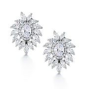 Oval and Marquise CZ Bridal Clip-on Halo Studs, Multi Shape Cz Studs, Cz Stud Earrings,Clip On Studs