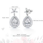 Load image into Gallery viewer, Pear Shape Bridal Flower Dangle Halo Earrings, Flower Design Earrings, Cz Dangle Earrings
