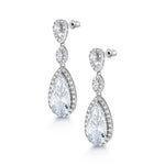 Load image into Gallery viewer, Pearl Bridal Studs with Pear and Marquise AAA Cubic Zirconia Dangle Earrings,
