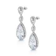 Pearl Bridal Studs with Pear and Marquise AAA Cubic Zirconia Dangle Earrings,