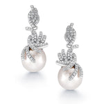 Load image into Gallery viewer, Pearl And Cz Dangle Earrings, Cz Dangle Earrings, Cz Dangle Earrings, Wedding Dangle Earrings
