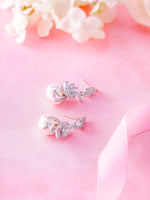 Load image into Gallery viewer, Pearl And Cz Dangle Earrings, Cz Dangle Earrings, Cz Dangle Earrings, Wedding Dangle Earrings
