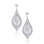 Teardrop CZ Leaf Style Dangle Earrings, Leaf Design Earrings, Dangle Earrings, Cz Dangle Earrings