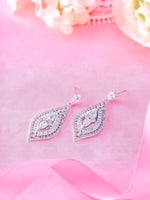 Load image into Gallery viewer, Teardrop CZ Leaf Style Dangle Earrings, Leaf Design Earrings, Dangle Earrings, Cz Dangle Earrings
