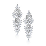 Load image into Gallery viewer, Victorian Style Lace Filigree Marquise and Round CZ Vintage Twin Dangle Earrings, Chandeleir Dangle Earrings
