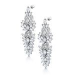Load image into Gallery viewer, Victorian Style Lace Filigree Marquise and Round CZ Vintage Twin Dangle Earrings, Chandeleir Dangle Earrings
