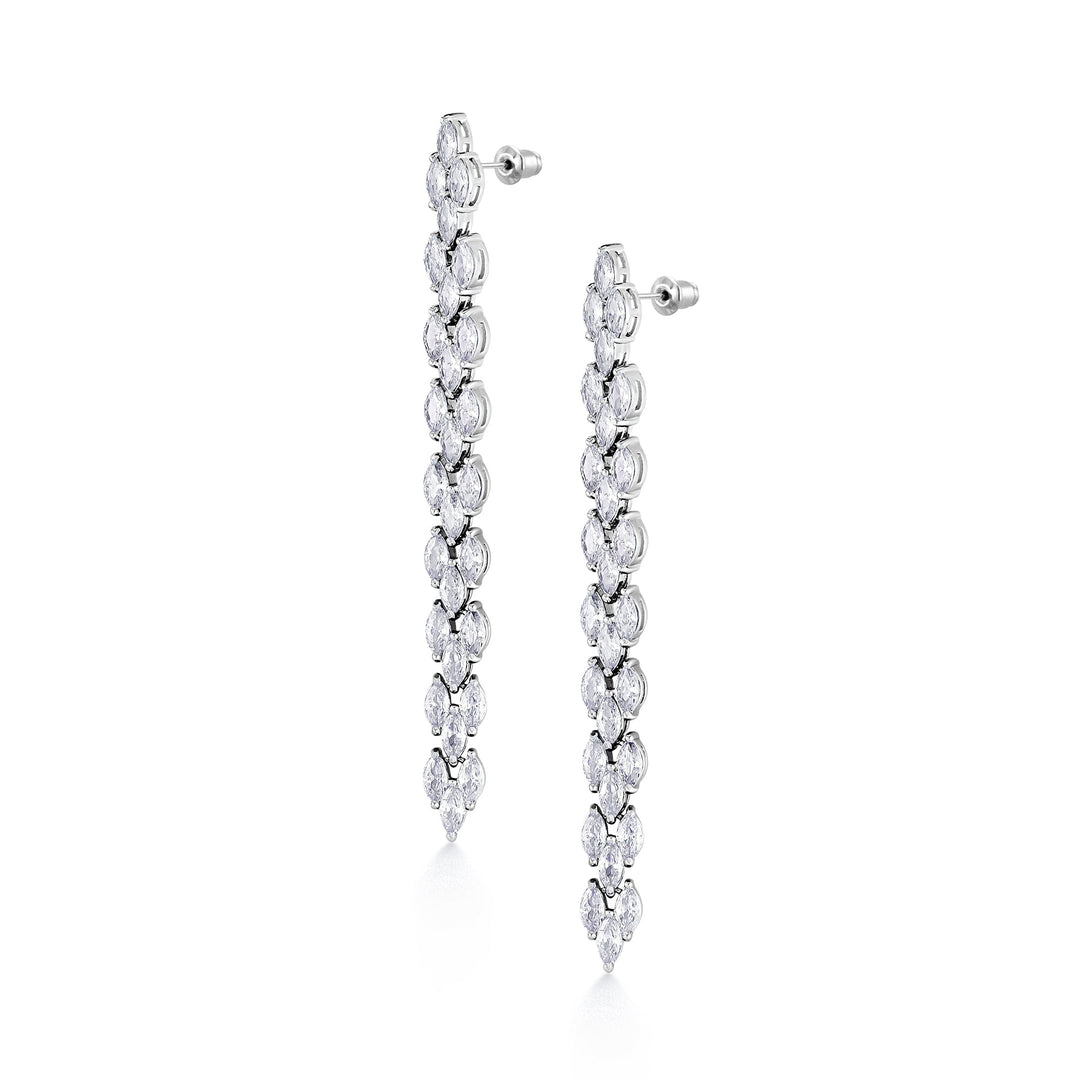 Marquise CZ Long Bridal Earrings, Cz Dangle Earrings, Marquise Cz Earrings, Party Dangle Earrings