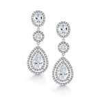Load image into Gallery viewer, Teardrop CZ Halo Wedding Dangle Earrings, Cz Halo Design Earrings, Cz Dangle Earrings, Wedding Dangle Earrings
