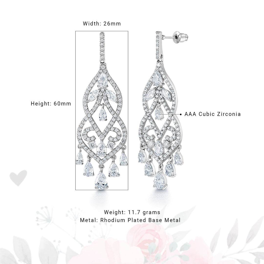 Marquise CZ Chandelier Vintage Dangle Earrings, Chandelier  Earrings, Marquise CZ  Earrings, Wedding Dangle Earrings