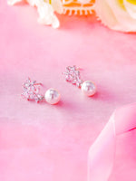 Load image into Gallery viewer, Pearl Marquise CZ Flower Bridal Dangle Earrings, Flower  Earrings, Marquise CZ Flower Dangle Earrings
