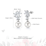 Load image into Gallery viewer, Pearl Marquise CZ Flower Bridal Dangle Earrings, Flower  Earrings, Marquise CZ Flower Dangle Earrings
