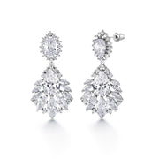 Marquise Flower Design Necklace Set- 16 Inch Length, Cz Necklace Set, Bridal Necklace Set, Brass Wedding Necklace Set, Multi Shape Cz Necklace.