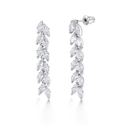 Marquise Long Earrings Necklace Wedding Set- 16 Inch,  Marquise Necklace Set, Wedding Necklace Set, Brass Necklace Set, Wedding Jewelry Set