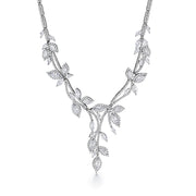 Marquise CZ Leaf Design Necklace Set- 17 Inch Length, Leaf Design Necklace Set, Cz Necklace Set, Wedding Necklace Set