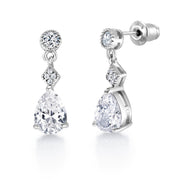 Multi Shape CZ Necklace Set- 16 Inch Length, Pear Shape Cz Necklace Set, Halo Necklace Set, Brass Wedding Necklace Set