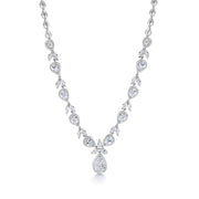 Pear Shape Cz Wedding Necklace Set- 16 Inch, Multi Shape Cz necklace, Wedding Necklace Set, Brass Necklace Set, Floral Design Necklace Set