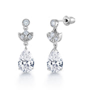 Multi Shape CZ Wedding Necklace Set- 16 Inch Length, Teardrop CZ Wedding Jewelry Set, Brass Necklace Set, Elegant Wedding Necklace Set