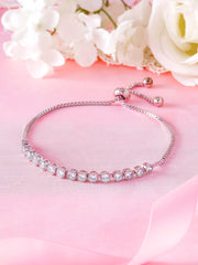 4MM Round Cubic Zirconia Rhodium Plated Bezel Setting Tennis Bracelet, Adjustable Bracelet, Cz Bracelet, Bazel Set Bracelet, Tennis Bracelet