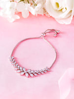 Load image into Gallery viewer, Marquise CZ Rhodium Plated Bracelet, Adjustable Bracelet, Marquise Cut Cz Bracelet, Cz Bracelet, Flower Design Bracelet
