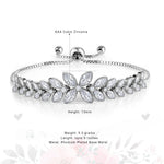 Load image into Gallery viewer, Marquise CZ Rhodium Plated Bracelet, Adjustable Bracelet, Marquise Cut Cz Bracelet, Cz Bracelet, Flower Design Bracelet
