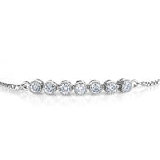 Round CZ Rhodium Plated Bezel Slider Tennis Bracelet, Adjustable Bracelet, Perfect For Any Occasion