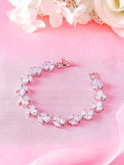 Pear and Marquise Cut Cubic Zirconia Rhodium Plated Bracelet, Pear And Marquise Shape Cz Bracelet, Cz Bracelet