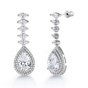 Teardrop And Marquise Cut CZ Necklace Set- 16 Inch, Teardrop Cz Necklace Set, Marquise Cz Necklace Set, Party Necklace Set