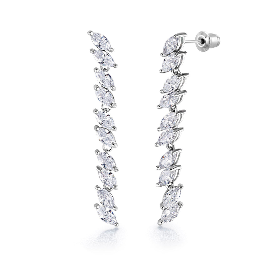 Elegant Marquise CZ Necklace Set - 16 Inch Length, Marquise Cut Cz Necklace Set, Marquise Shape Cz Necklace Set, Wedding Necklace Set, Party Wear Necklace Set