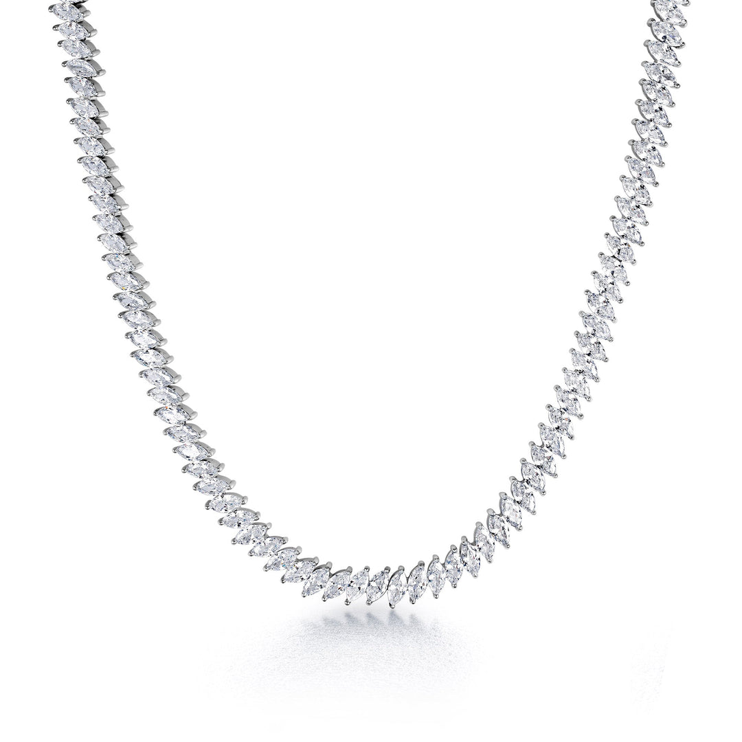 Elegant Marquise CZ Necklace Set - 16 Inch Length, Marquise Cut Cz Necklace Set, Marquise Shape Cz Necklace Set, Wedding Necklace Set, Party Wear Necklace Set