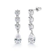 Teardrop And Marquise Cut CZ Necklace Set - 19 Inch Length,  Multi Shape Cz Jewelry Set, Teardrop CZ Jewelry Set, Brass Necklace Set, Party Wear Necklace Set