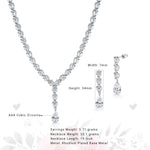 Load image into Gallery viewer, Teardrop And Marquise Cut CZ Necklace Set - 19 Inch Length,  Multi Shape Cz Jewelry Set, Teardrop CZ Jewelry Set, Brass Necklace Set, Party Wear Necklace Set
