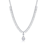 Load image into Gallery viewer, Teardrop CZ Wedding Necklace Set- 16 Inch,  Brass Necklace Set, Multi Shape Cz Necklace, Party Wear Necklace Set
