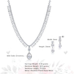 Load image into Gallery viewer, Teardrop CZ Wedding Necklace Set- 16 Inch,  Brass Necklace Set, Multi Shape Cz Necklace, Party Wear Necklace Set

