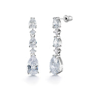 Teardrop CZ Wedding Necklace Set-17 Inch, Multi Shape Cz Necklace Set, Brass Necklace Set, Cz Necklace Set, Party Wear Necklace Set