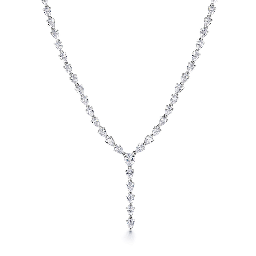 Teardrop CZ Wedding Necklace Set -15 Inch Length, Pear Shaped CZ Necklace Set, Bass Teardrop Cz Bridal Jewelry Set, Party Wear Necklace Set