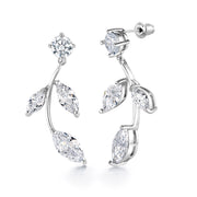 Marquise CZ Leaf Design Wedding Necklace Set- 17 Inch Length,  Leaf Bridal Jewelry Set, Wedding Leaf Jewelry Set, Brass Jewelry Set, Party Wear Necklace Set