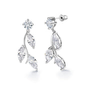 Marquise CZ Leaf Necklace Set- 17 Inch Length, Leaf Jewelry Set, Wedding Leaf Jewelry Set, Brass Necklace Set, Brass Jewelry Set, Party Wear Necklace Set