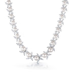 Load image into Gallery viewer, Pearl And CZ Wedding Necklace Set- 17 Inch, CZ Necklace Set, Pearl Necklace Set, Wedding Necklace Set, Brass Necklace Set, PArty Wear Necklace Set
