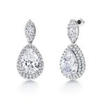 Load image into Gallery viewer, Teardrop And Round CZ Necklace Set - 18 Inch Length, Halo Design Necklace Set, Cz Bridal Jewelry Set, Wedding Necklace, Party Wear Necklace Set
