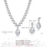Load image into Gallery viewer, Teardrop And Round CZ Necklace Set - 18 Inch Length, Halo Design Necklace Set, Cz Bridal Jewelry Set, Wedding Necklace, Party Wear Necklace Set
